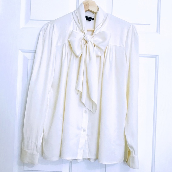 Theory Tops - Theory Tie Neck Long Sleeves Blouse Top